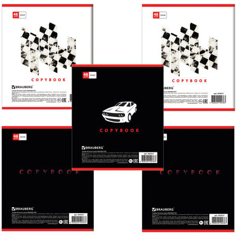 Тетрадь А5, 48 л., BRAUBERG, линия, обложка картон, СПОРТКАРЫ, 403027