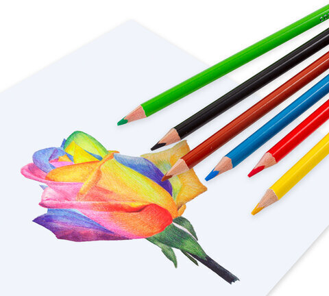 Карандаши цветные BRAUBERG PREMIUM, 6 цветов, трехгранные, грифель мягкий 3,3 мм, 181650