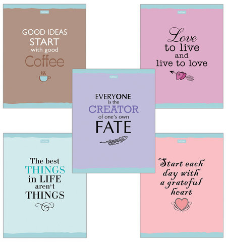 Тетрадь А5, 96 л., HATBER, скоба, линия, обложка картон, "Лучше не скажешь" (5 видов), 96Т5В2