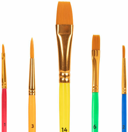 Кисти СИНТЕТИКА набор 5 шт. (круглая 3, плоская 2, 6, 14, овальная 1), блистер, ЮНЛАНДИЯ, 201069