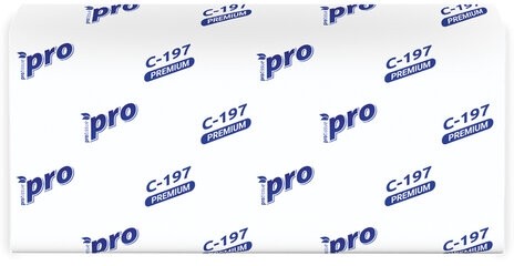 Полотенца бумажные 200 шт., PROtissue (H3) PREMIUM, 2-слойные, белые, КОМПЛЕКТ 20 пачек, 22х21 см, V-сложение, С197, C197