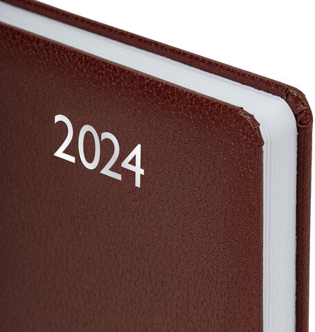 Ежедневник датированный 2024 А5 138x213 мм BRAUBERG "Profile", балакрон, коричневый, 114865