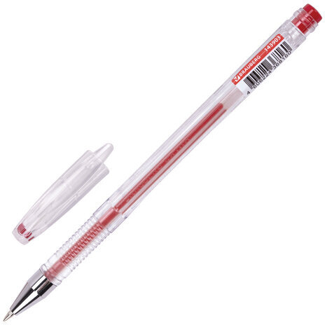 Ручка гелевая BRAUBERG "EXTRA", КРАСНАЯ, корпус прозрачный, узел 0,5 мм, линия 0,35 мм, 143903