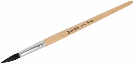 Кисть BRAUBERG, белка, круглая, № 6, 200183