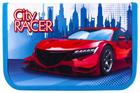 Пенал ПИФАГОР, 1 отделение, ламинированный картон, 19х11 см, "CITY RACER", 229146