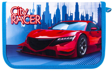 Пенал ПИФАГОР, 1 отделение, ламинированный картон, 19х11 см, "CITY RACER", 229146