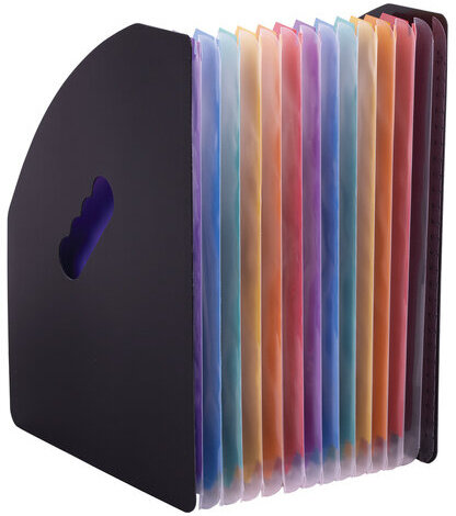 Лоток-органайзер вертикальный для бумаг и документов, 13 отделений, BRAUBERG DOCS, А4 черный, 271153