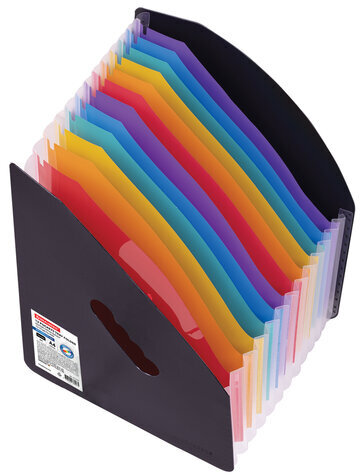 Лоток-органайзер вертикальный для бумаг и документов, 13 отделений, BRAUBERG DOCS, А4 черный, 271153