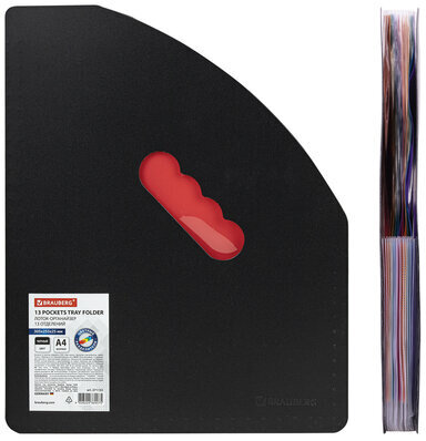 Лоток-органайзер вертикальный для бумаг и документов, 13 отделений, BRAUBERG DOCS, А4 черный, 271153