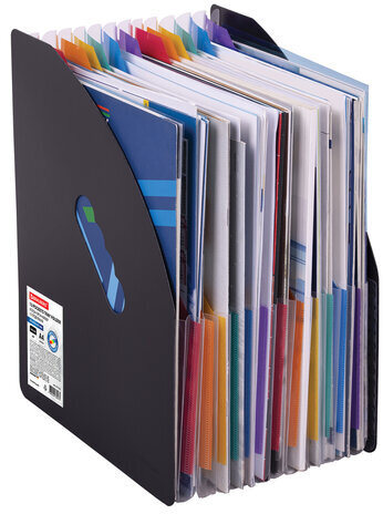 Лоток-органайзер вертикальный для бумаг и документов, 13 отделений, BRAUBERG DOCS, А4 черный, 271153