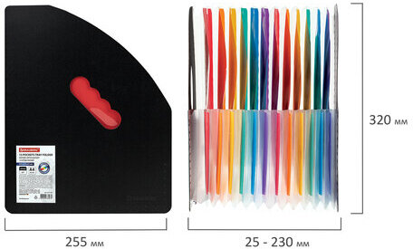 Лоток-органайзер вертикальный для бумаг и документов, 13 отделений, BRAUBERG DOCS, А4 черный, 271153