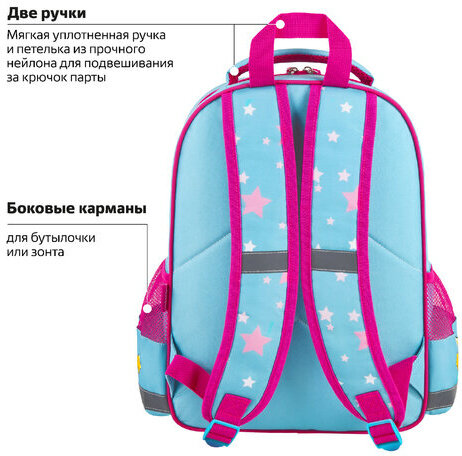 Рюкзак ПИФАГОР SCHOOL, 1 отделение, 3 кармана, "Smart penguin", 38x28х14 см, 271403