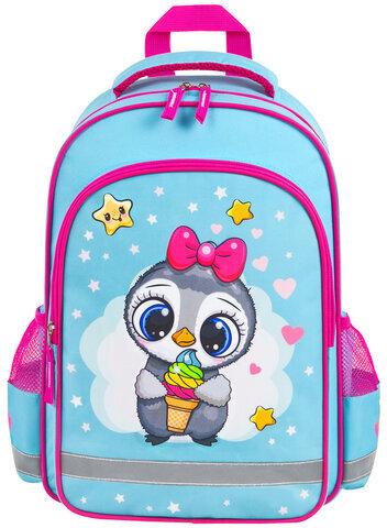 Рюкзак ПИФАГОР SCHOOL, 1 отделение, 3 кармана, "Smart penguin", 38x28х14 см, 271403