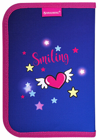 Пенал BRAUBERG, 1 отделение, 2 откидные планки, полиэстер, 21х14 см, "Smiling bear", 271515