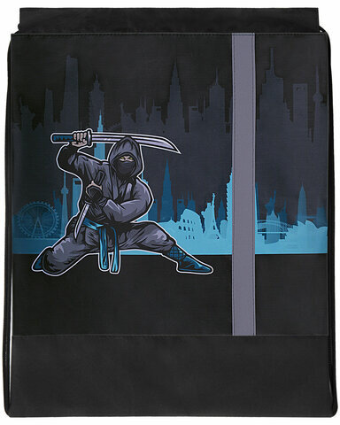 Мешок для обуви ЮНЛАНДИЯ, плотный, светоотражающая полоса, 46х36 см, "Black Ninja", 271615