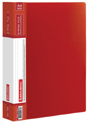 Папка на 2 кольцах BRAUBERG &quot;Contract&quot;, 35 мм, красная, до 270 листов, 0,9 мм, 221793