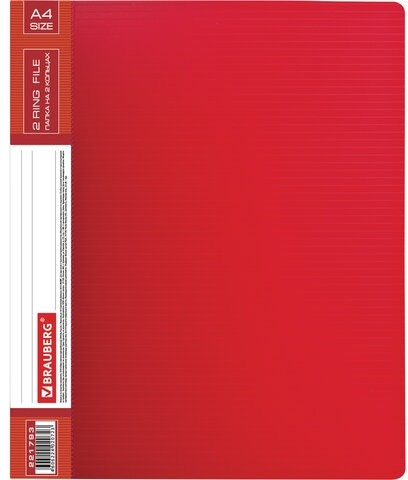 Папка на 2 кольцах BRAUBERG "Contract", 35 мм, красная, до 270 листов, 0,9 мм, 221793