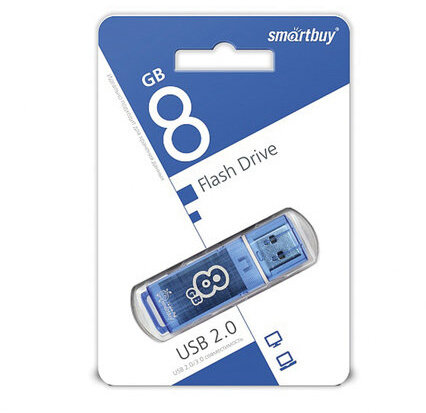 Флеш-диск 8 GB, SMARTBUY Glossy, USB 2.0, синий, SB8GBGS-B