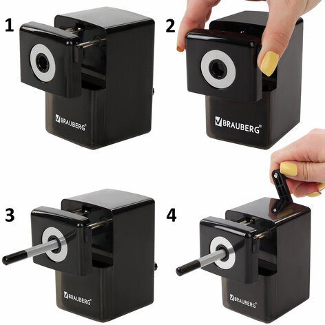 Точилка механическая BRAUBERG "BLACK JACK", крепление к столу, металлический механизм, цвет чёрный, 222516