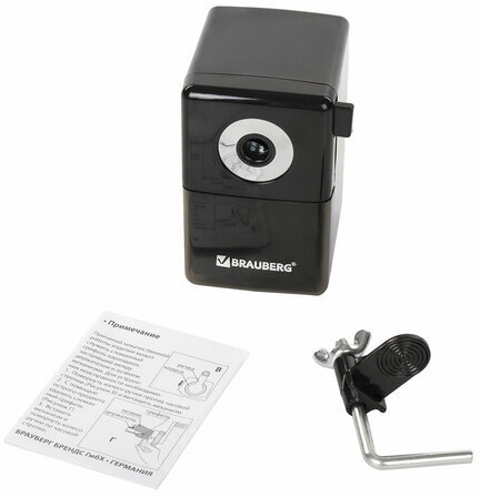 Точилка механическая BRAUBERG "BLACK JACK", крепление к столу, металлический механизм, цвет чёрный, 222516