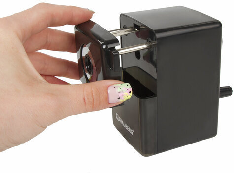 Точилка механическая BRAUBERG "BLACK JACK", крепление к столу, металлический механизм, цвет чёрный, 222516