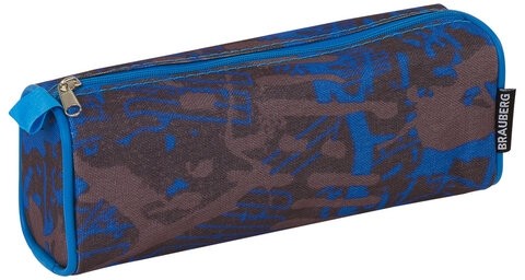 Пенал-косметичка BRAUBERG полиэстер, серый/голубой, "Элемент", 21х6х8 см, 223905