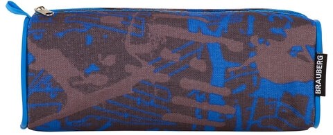 Пенал-косметичка BRAUBERG полиэстер, серый/голубой, "Элемент", 21х6х8 см, 223905