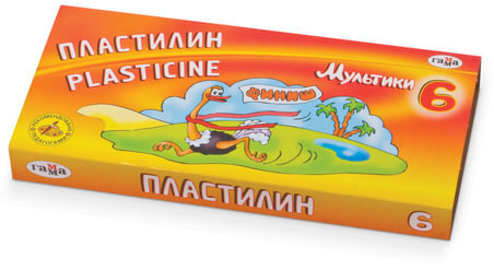 Пластилин классический ГАММА "Мультики", 6 цветов, 120 г, со стеком, картонная упаковка, 280015/281015