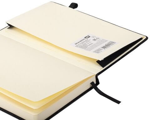 Скетчбук, слоновая кость 140 г/м2, 130х210 мм, 80 л., КОЖЗАМ, резинка, BRAUBERG ART CLASSIC, CROCO, черный, 116470