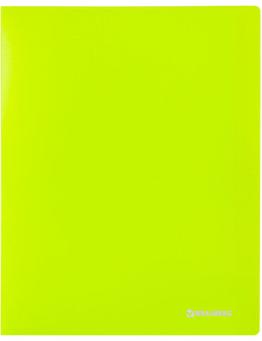 Папка на 2 кольцах BRAUBERG "Neon", 25 мм, внутренний карман, неоновая, зеленая, до 170 листов, 0,7 мм, 227456