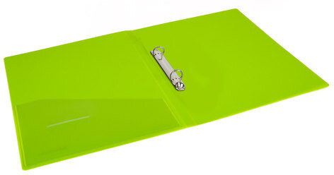 Папка на 2 кольцах BRAUBERG "Neon", 25 мм, внутренний карман, неоновая, зеленая, до 170 листов, 0,7 мм, 227456