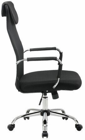 Кресло офисное BRABIX "Fit EX-514", с подголовником, хром, черное, 531949