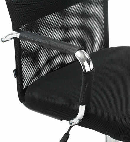 Кресло офисное BRABIX "Fit EX-514", с подголовником, хром, черное, 531949