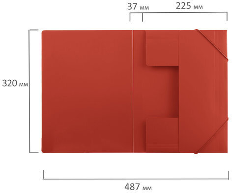 Папка на резинках BRAUBERG "Office", красная, до 300 листов, 500 мкм, 227711