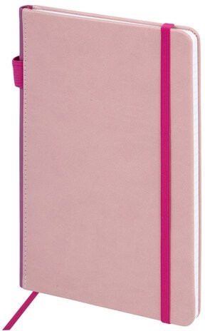 Блокнот А5 135x212мм BRAUBERG "Soft touch" под кожу, резинка, держатель, 80л клетка, красный, 117147