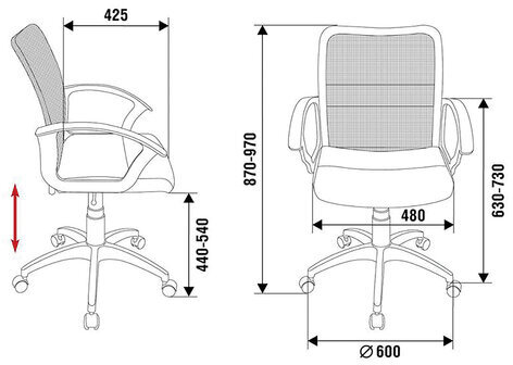 Кресло CH-590, с подлокотниками, сетка/экокожа, черное, 472003