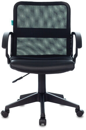 Кресло CH-590, с подлокотниками, сетка/экокожа, черное, 472003