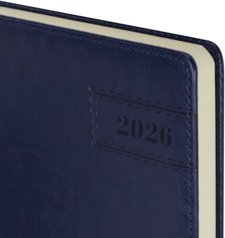 Ежедневник датированный 2026 БОЛЬШОЙ ФОРМАТ 210х297 мм, А4, BRAUBERG "Imperial", под кожу, синий, 117247