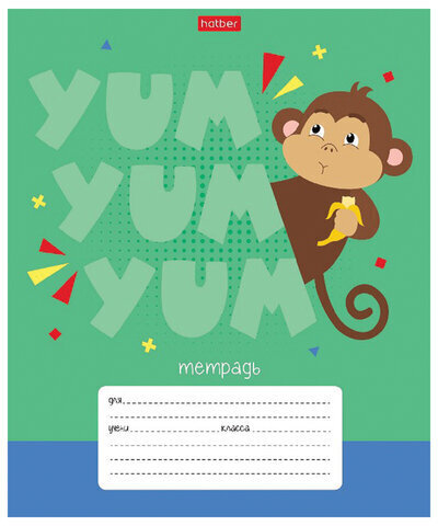 Тетрадь 12 л. HATBER клетка, обложка картон, "Ррррычалки" (5 видов в спайке), 12Т5В1