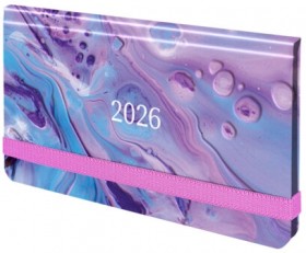 Еженедельник датированный 2026 с резинкой 171х93 мм, BRAUBERG, твердый, УФ-ЛАК, 64 л., &quot;Мрамор&quot;, 117352