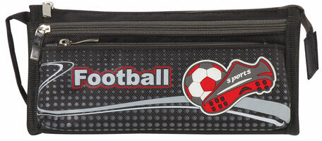 Пенал ЮНЛАНДИЯ для мальчиков, 3 отделения, мягкий, "Футбол", черный, 20х7х9 см, 228978