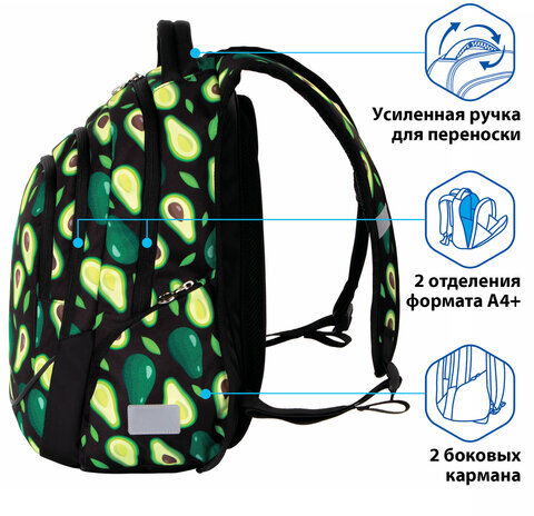 Рюкзак BRAUBERG SPECIAL, "Avocado", 44x30x13 см, 229982