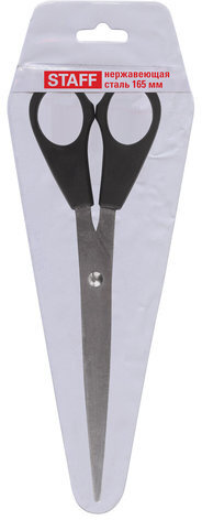Ножницы STAFF Basic 165 мм, чёрные, ПВХ чехол с европодвесом, 235459
