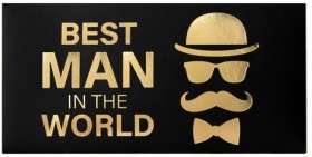 Конверт для денег &quot;BEST MAN IN THE WORLD&quot;, Мужской стиль, 166х82 мм, фольга, ЗОЛОТАЯ СКАЗКА, 113759