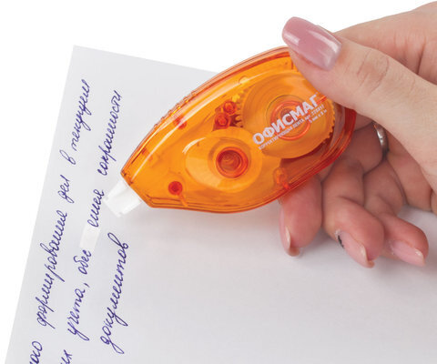 Корректирующая лента ОФИСМАГ, 5 мм х 8 м, корпус оранжевый, блистер, 226812