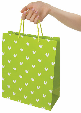 Пакет подарочный 26x12,7x32,4 см, ЗОЛОТАЯ СКАЗКА "Зеленый в галочку", ламинированный, 606603