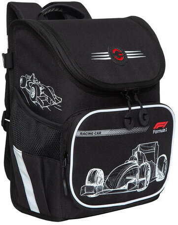 Ранец GRIZZLY эргономичная спинка, светящийся, для мальчиков, "RACING CAR", 35х26х16 см, RAl-295-2/1