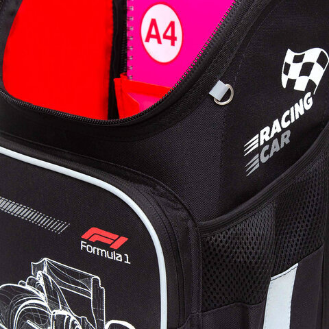 Ранец GRIZZLY эргономичная спинка, светящийся, для мальчиков, "RACING CAR", 35х26х16 см, RAl-295-2/1