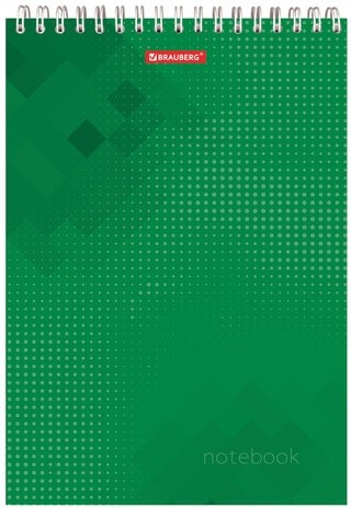 Блокнот БОЛЬШОЙ ФОРМАТ (200х290 мм) А4, 80 л., гребень, картон, жесткая подложка, клетка, BRAUBERG, "Бизнес", 129804