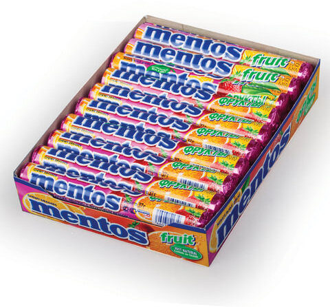Жевательное драже MENTOS (Ментос) "Фруктовый", 37 г, 253